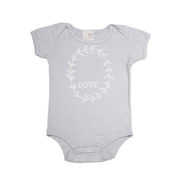Organic infant one piece- Love garland print
