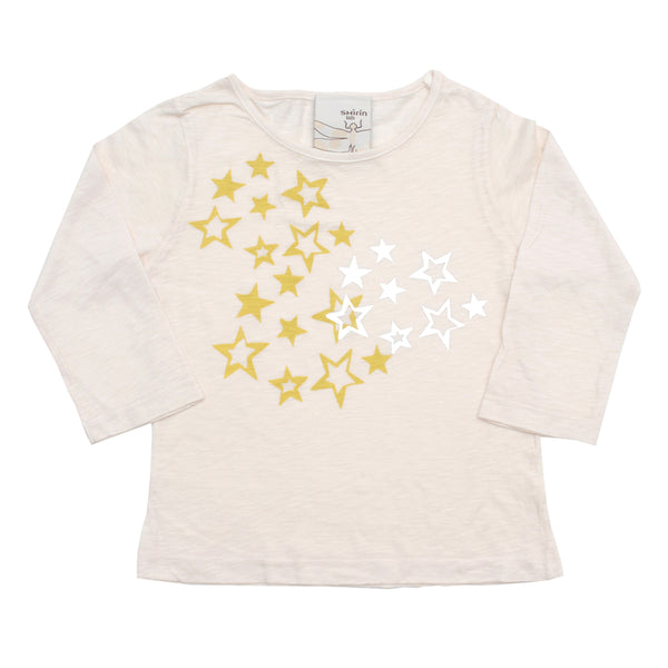 Long sleeve tee- Stars print with silver foil
