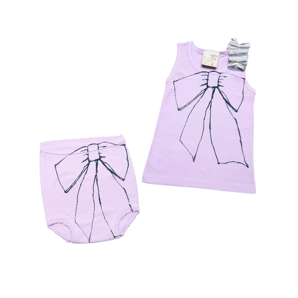 Infant gift combo- Ruffled sleeve organic tank and matching bloomer.