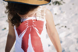Rib tank dress with ruffle- Painterly ribbon print